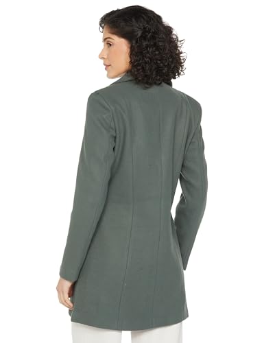 Image of Qube By Fort Collins Women's Semi-Long Tweed Coat with Knitted Finish - Elegant Winter Outerwear for Casual and Formal Looks