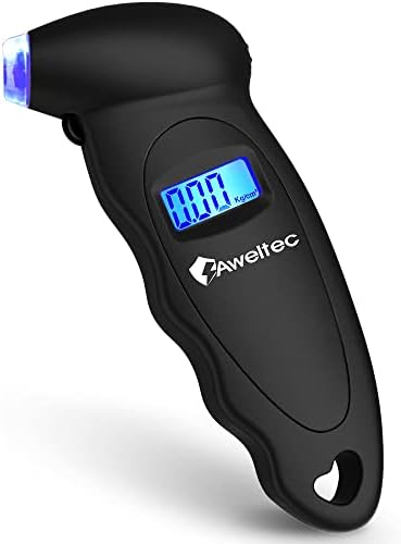 AWELTEC Digital Tire Pressure Gauge 150 PSI, 4 Settings, Tire Gauge for Car, Truck, Motorcycle, Bicycle with Backlit LCD and Non-Slip Grip (Black)
