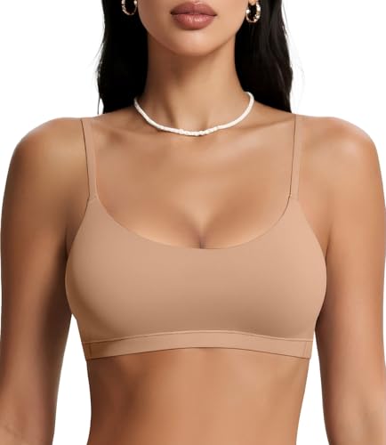 OEAK Womens Comfortable Bras No Underwire Cami Bra Seamless Unlined Bralettes Scoop Neck Unpadded Everyday Sports Tshirt Bra