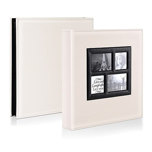 Image of Ywlake Photo Album 4x6 500 Pockets Photos, Extra Large Capacity Family Wedding Picture Albums Holds 500 Horizontal and Vertical Photos Beige
