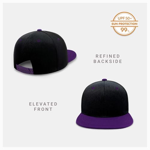 Image of CHOK.LIDS Flat Bill Visor Classic Snapback Hat Blank Adjustable Brim High Top End Trendy Color Style Plain Tone Baseball Cap