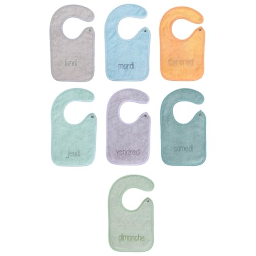 babyCalin Set de 7 Bavoirs Naissance Brodés 17 x 29 cm