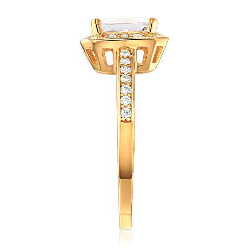 Wellingsale Ladies Solid 14k Yellow -OR- White Gold Polished CZ Cubic Zirconia Radiant Cut Engagement Ring with Side Stones4