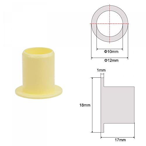 Uxcell Flanged Sleeve Bearings 10Mm Bore 12Mm Od 17Mm Length Pom Wrapped Oilless Bushings Yellow 4Pcs #TOP1