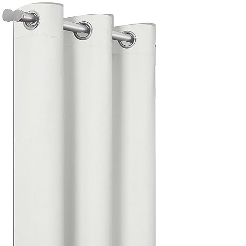Eclipse Pembroke 100% Blackout, Faux Linen Grommet Window Curtains, 84 in Long x 42 in Wide, Thermal Insulated and Noise Reducing Curtains for Living Room, Bedroom, 2 Curtain Panels, White, 84" x 42" by Eclipse - Image 5