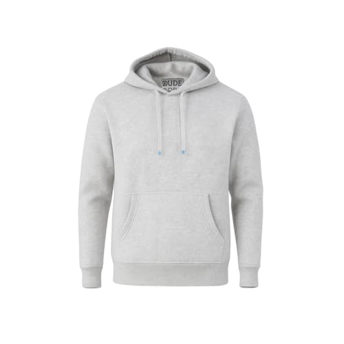 DudeRobe Mens Reversible Hoodie Cotton Pullover Hooded Sweatshirt for Men with Towel Lining | Gym Workout & Lounge Wear | Hoodie for Men As Seen on Shark Tank Grey L