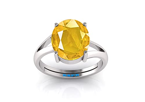 Bague saphir jaune naturel réglable en argent sterling 925 pour homme et femme