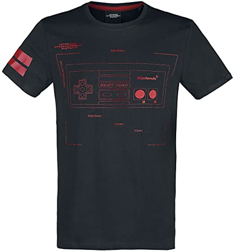 Nintendo NES Entertainment System - Retro Controller Hombre Camiseta Negro S