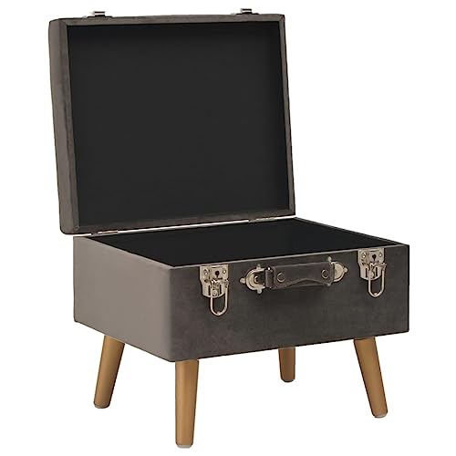 Tabouret de rangement gris velours pour désencombrer votre chambre - 4