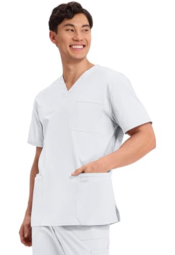 Image of Cherokee WW Professionals Men's V-Neck Scrub Top 4 Pockets Medical Shirt