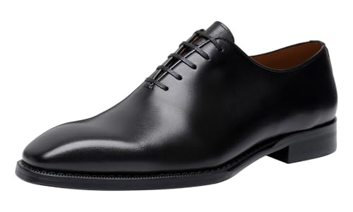 Santimon Mens Dress Shoes Formal Oxfords Genunie Leather Modern Whole Cut Oxford Fashion Business Casual Derby Prom Wedding Suit Shoes Tuxedo Shoes for Men Black 9 US
