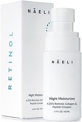 Retinol Face Moisturizer - 4.25% Retinoid Night Cream with Collagen, Peptides & Hyaluronic Acid - Anti Aging Wrinkle Cream, Improves Skin Tone & Texture, 1.4 oz