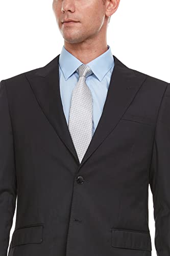 Men's Luxury Tailored Modern Fit 2-Piece Single Breasted 100% Wool Peak Lapel Suit2