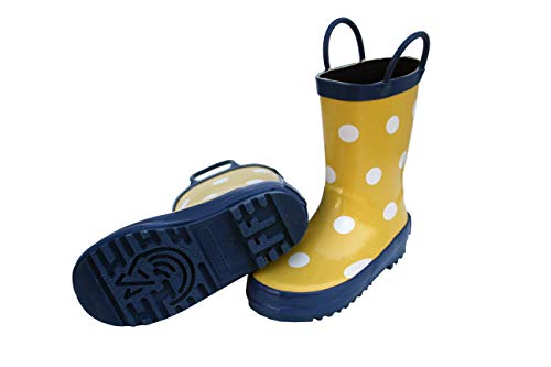 Foxfire for Kids Yellow Rubber boot with White Polka Dots Size 104