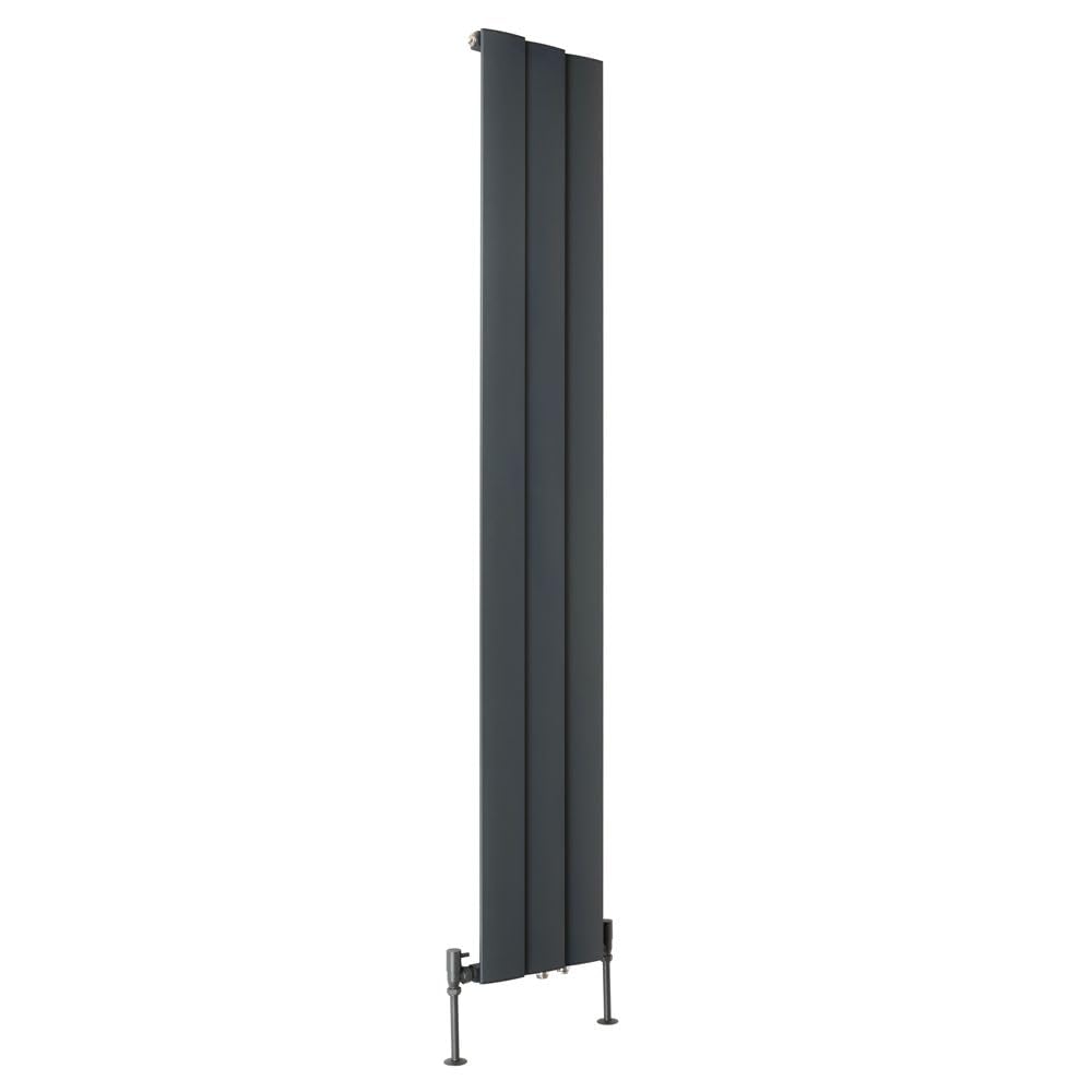 Milano Anthracite Aris Vertical Single Stepped Panel Aluminium Radiator - 1800Mm X 280Mm