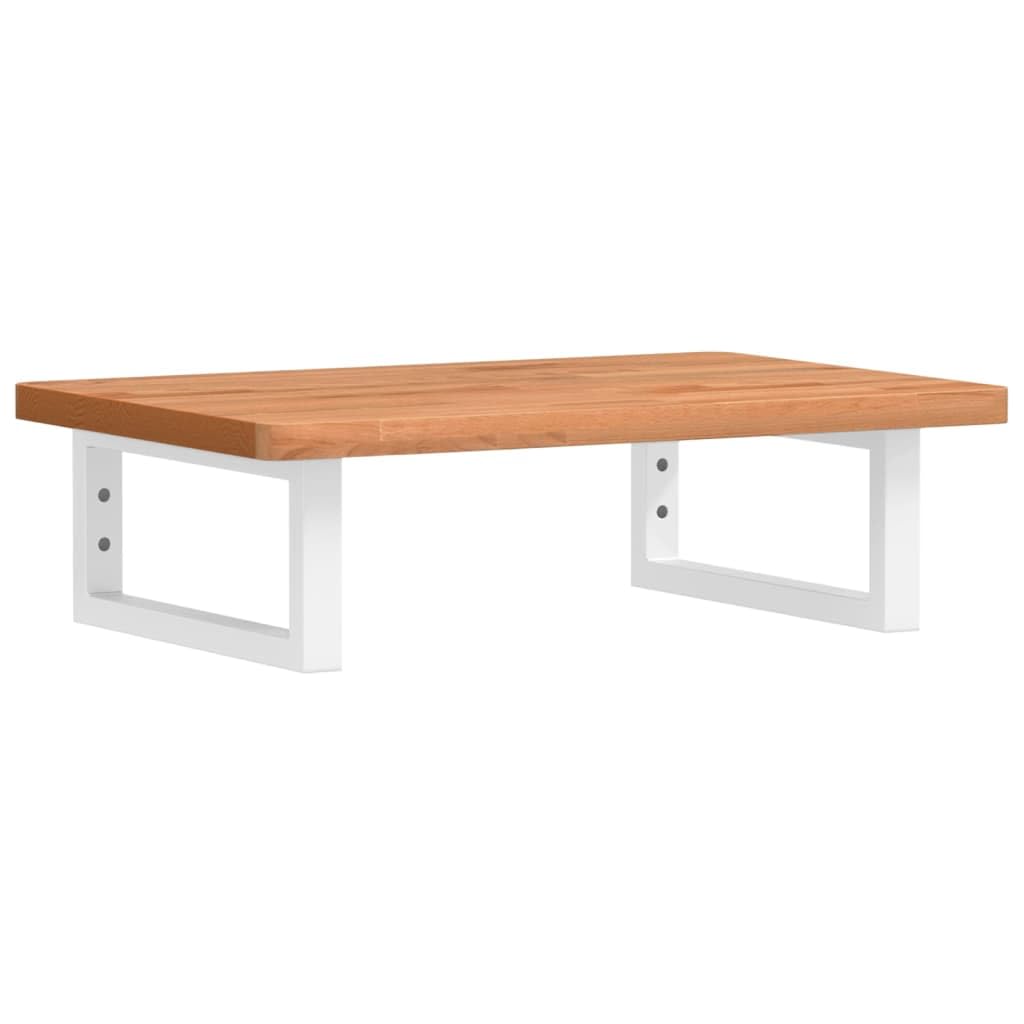 Tapa de lavabo de 60 x 40 cm con soporte blanco, estantería para lavabo de pared de madera maciza de haya lacada y acero, consola para lavabo superior para baño