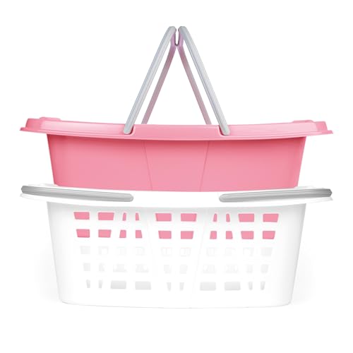 Beldray Stackable Laundry Baskets – Set Of 2, Compact Nesting Design, Space-Saving, Long Carry Handles, 26L Capacity, Approx Size, 57 x 41 x 21cm, Organise, Store & Sort Laundry