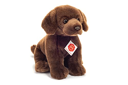 Teddy Hermann 91958 Hund Labrador sitzend Dunkelbraun 25 cm, Kuscheltier mit idealem Recyclinganteil (Füllmaterial)