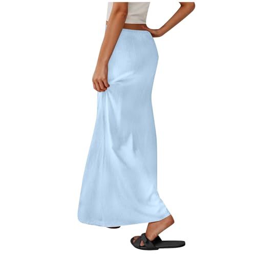 Women's Bohemian Cotton Linen Maxi Skirt Drawstring Summer Cotton Long Wrap Skirts Beach Casual A Line Cover Up4
