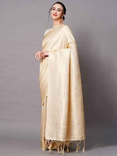 Image of AKHILAM Women's Banarasi Silk Woven Design Saree With Unstitched Blouse Piece (KUNT1880 Parent)