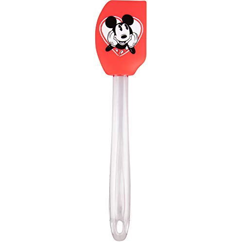 Disney Mickey Mouse Silicone Spatula - Cute Ear Design with Stripes and Clear Handle - 11 in