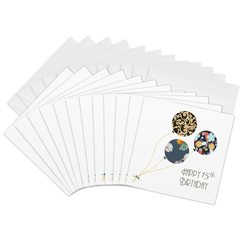 Carte cadeau joyeux 15ème anniversaire floral bleu marron pour ados