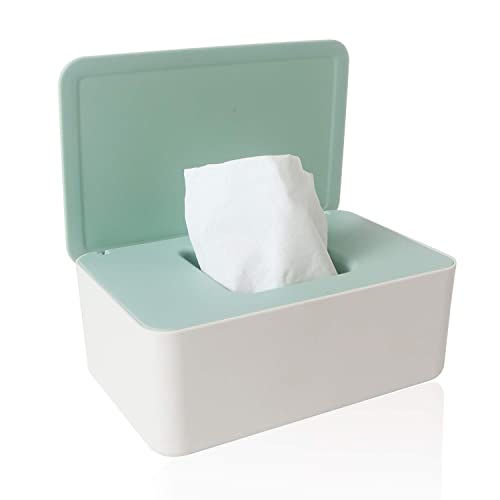 Caja Almacenamiento Toallitas, Caja de Servilletas con Tapa Sellada, Toallitas Húmedas, Dispensador de Toallitas Húmedas, Caja de Pañuelos para Oficina Casa Cocina(Verde) Cover