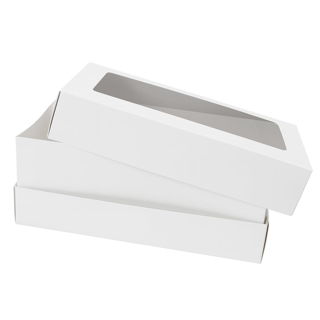 The Baked Studio - Confezione da 5 scatole per cupcake extra profonde con prolunga, per cupcake alti, coperchio trasparente con finestra, robusta scatola regalo (12 fori)