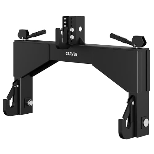 Garvee 4000lbs 3 Point Quick Hitch for Cat 2 with Bushing 3 PT Quick Hitch for Category 2 with 2 Receivers 5 Level Adjustable Bolt Compatible with Cat 2 Implements