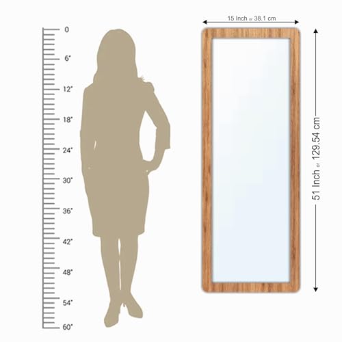 Image of Creative Arts n Frames 15x51 inch Natural Iqurel Oak Long MDF Wood Wall Hanging Mount HD Mirror Home Decor Items Living Room Bathroom Bedroom Hotel Office (Natural Iqurel Oak Light Framed HD Mirror)