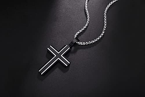 Holizaly Men's Cross Necklace 316L Stainless Steel Pendant White/Gold/Black/Blue Rolo Chain-Gift Box Included #TOP3