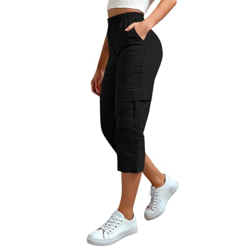Pantalon cargo capri léger coupe ample 7/8 tendance streetwear
