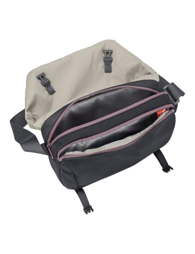 VAUDE Umhängetasche ROM S III - hochwertige Messenger Bag Herren & Damen aus recyceltem PET, wasserabweisende Schultertasche mit Notebook-Fach - black/purple ash, Mittelgroße