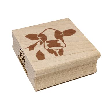 Silly Cow Face Square Rubber Stamp for Stamping Crafting - 1.25in Small