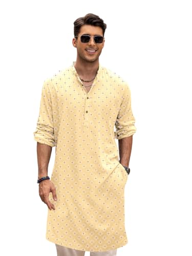 Image of BE ACTIVE Cotton Kurta for Men | Traditional and Classy Design | Indian Kurta | Full Sleeve Kurta