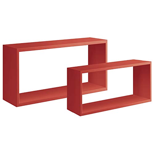 Milo srl Set 2 Cubos estantes de Pared Colgantes a día Cubo Diseño Estante Moderno bislungo