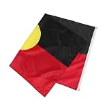 Garneck Australische Aboriginal Flagge Polyester 90x150cm Wetterfest mit Messingösen Gartendeko Außendekor Kulturelle Repräsentation