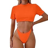 Sport Badeanzug Damen Schwarz Mit Cups GroßE GrößE V Ausschnitt High Waist Shape Schwimmanzug...