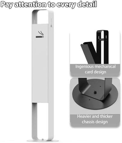 Commercial Outdoor Standing Ashtray - Large Capacity Cigarette Disposal Receptacle with Easy Installation & Mechanical Card Design for Bars, Offices, & Homes (Black)