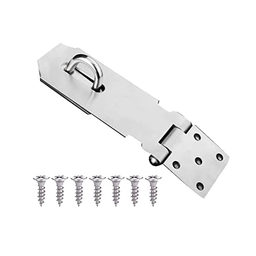 Image of 2 Pcs 4 Inch Stainless Steel Padlock Hasps Small Hasp Latches Door Padlock Latches Gate Lock Latches Cabinet Door Clasps with 16 Pcs Screws