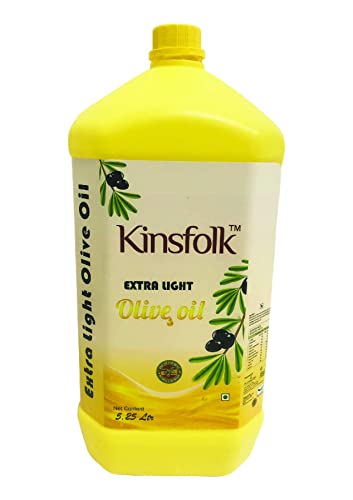 Image of Kinsfolk Cold Pressed Extra Light Olive Oil, Premium Cooking Oil, Perfect for Frying, Dressing, Garnishing and Drizzling on Salads, Good for Health, Digestion and Heart, Daily Use JAR - 5.25 Ltr