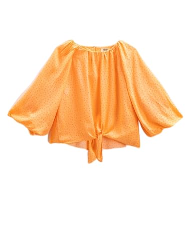 Blouse oversized longue manche bouffante fille vêtement col rond à pois