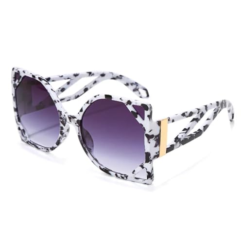 Lunettes de soleil pour femmes surdimensionnées avec protection UV400 coloris noir et blanc