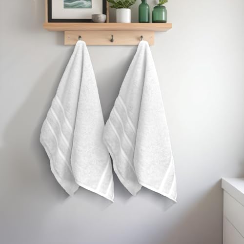 Image of Sassoon Melrose 100% Cotton 2 Piece Hand Towel Set, 400 GSM, White (40cmX60cm) - Highly Absorbent, Soft Material, Perfect for Daily Use