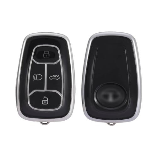 Image of Keyzone TPU Car Key Cover Compatible for: Nexon, Harrier, Tigor BS6, Tigor EV, Safari 2021, Altroz, Safari Gold, Gravitas, Punch Smart Key (Silver Black)