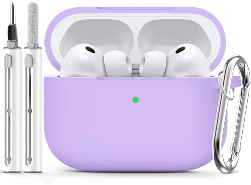 Image of Meyaar for AirPods Pro 3 Case 2025 with Cleaner Kit,Soft Silicone Protective Cases for Apple AirPods Pro 3rd Generation Case for Women Men,AirPod Pro 3 Cases Cover Accessories with Keychain(Purple)