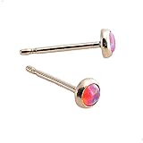 Fire Opal 3mm Tiny Stone in 14K Gold Filled Bezel Set Stud Handmade Earrings (Fire Opal | 3mm GF)