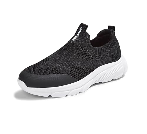 LUCKY STEP Boys Girls Slip On Sneakers Breathable Mesh Walking Shoes Lightweight Casual Running Athletic for Little Kids