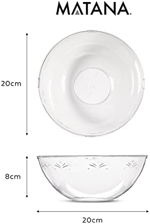 MATANA - 5 Clear Multi-Use Plastic Serving Bowls - 20cm/1500ml