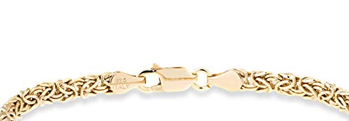 Miabella Italian 18K Gold Over Silver 4mm Flat Byzantine Link Chain Bracelet for Women, 925 Italy2